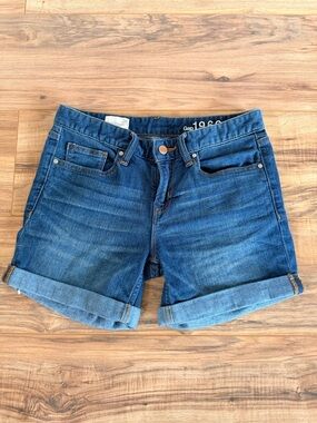 GAP Women's Blue Rolled Cuff Denim Shorts
